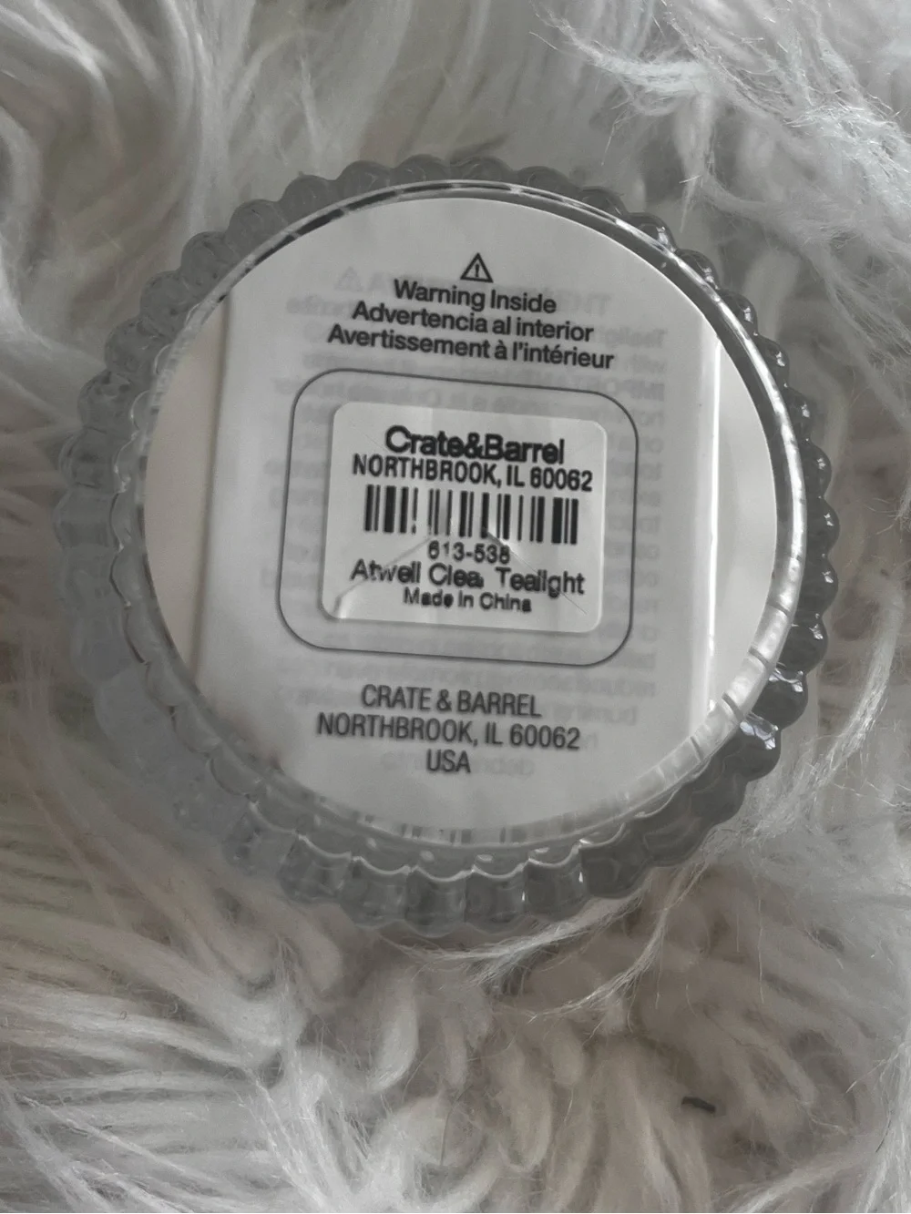 Crate&Barrel Clear Atwell Glass tealight candle holder